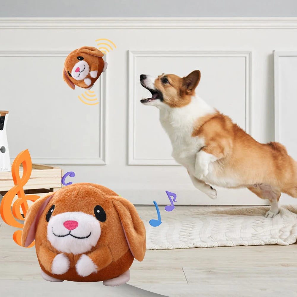 Plush Automatic Bouncing Toys Bite Resistant Funny Interactive Squeaky Toys Talking Self-Moving for Small Medium Dogs Zacht Pluchen Materiaal - product feature
