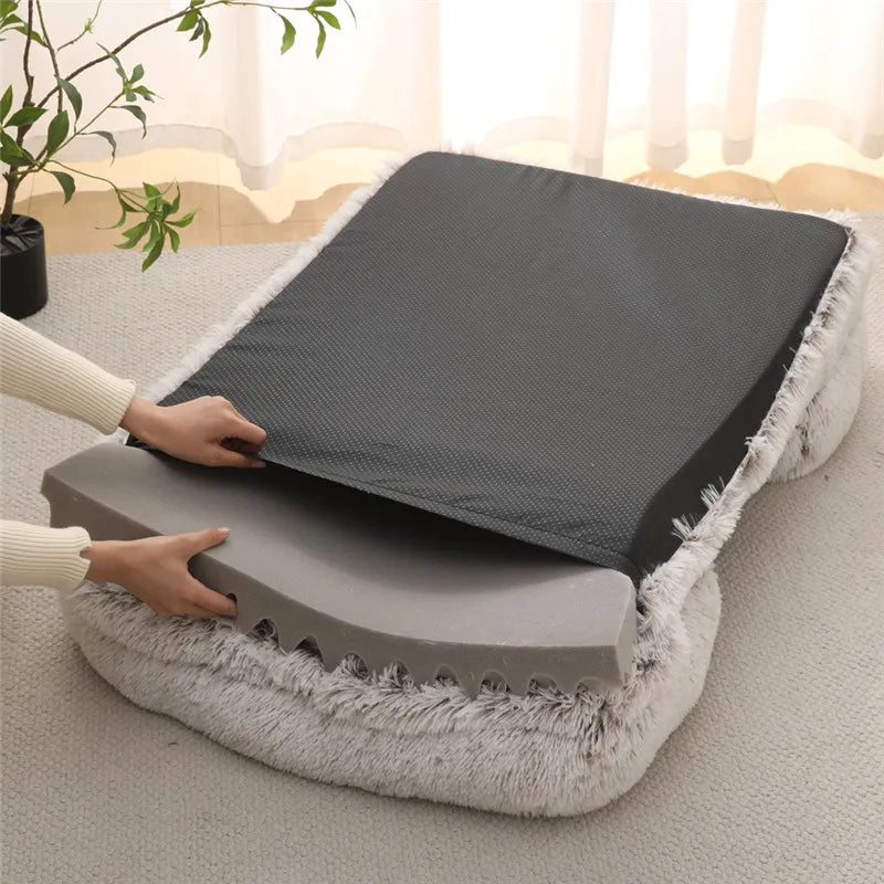Large Dog Bed Dog Plush Pet Bed Winter Thickened Pad Dog Sleeping Bed Sofa Removable Pad Dog Small Large Dog square kennel Verwijderbaar hoes - product feature