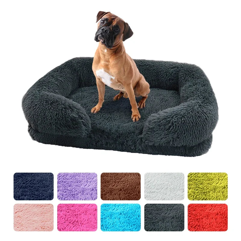 Large Dog Bed Dog Plush Pet Bed Winter Thickened Pad Dog Sleeping Bed Sofa Removable Pad Dog Small Large Dog square kennel - high-quality product