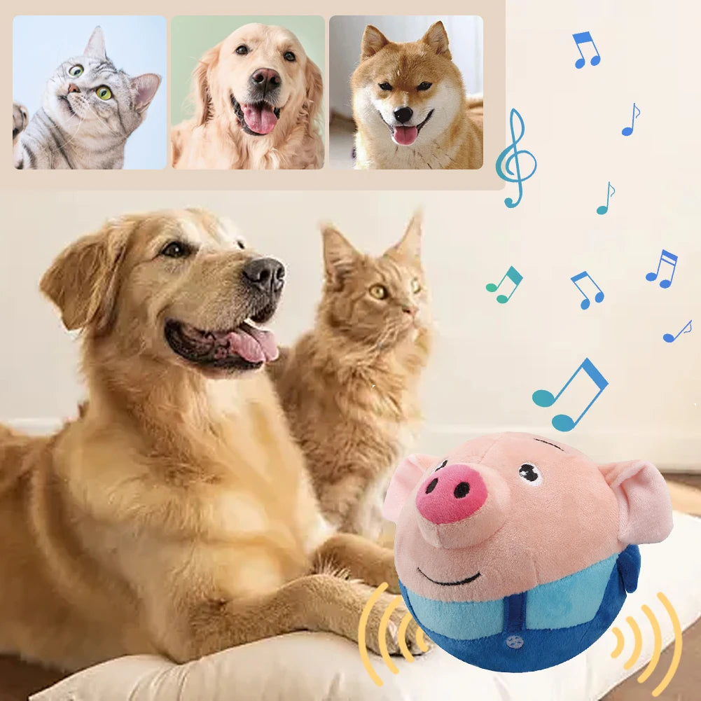 Plush Automatic Bouncing Toys Bite Resistant Funny Interactive Squeaky Toys Talking Self-Moving for Small Medium Dogs Duurzaam en Veilig - product feature