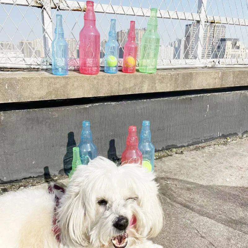Pet Chew Toy Pet Sound Bite Resistant Molar Floating Rubber TPR Tennis Bottle Pet Bottle Ball Squeaky Toy Accessories Piepgeluid voor extra stimulatie - product feature