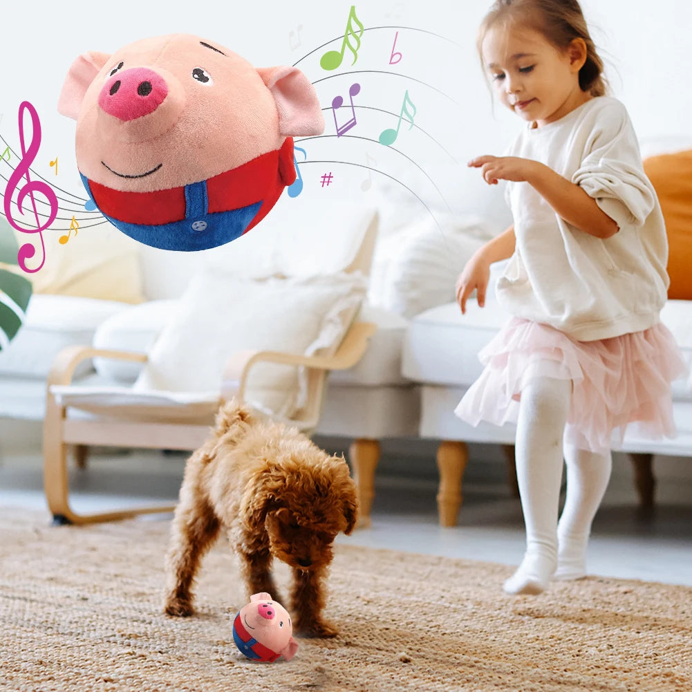 Plush Automatic Bouncing Toys Bite Resistant Funny Interactive Squeaky Toys Talking Self-Moving for Small Medium Dogs - high-quality product