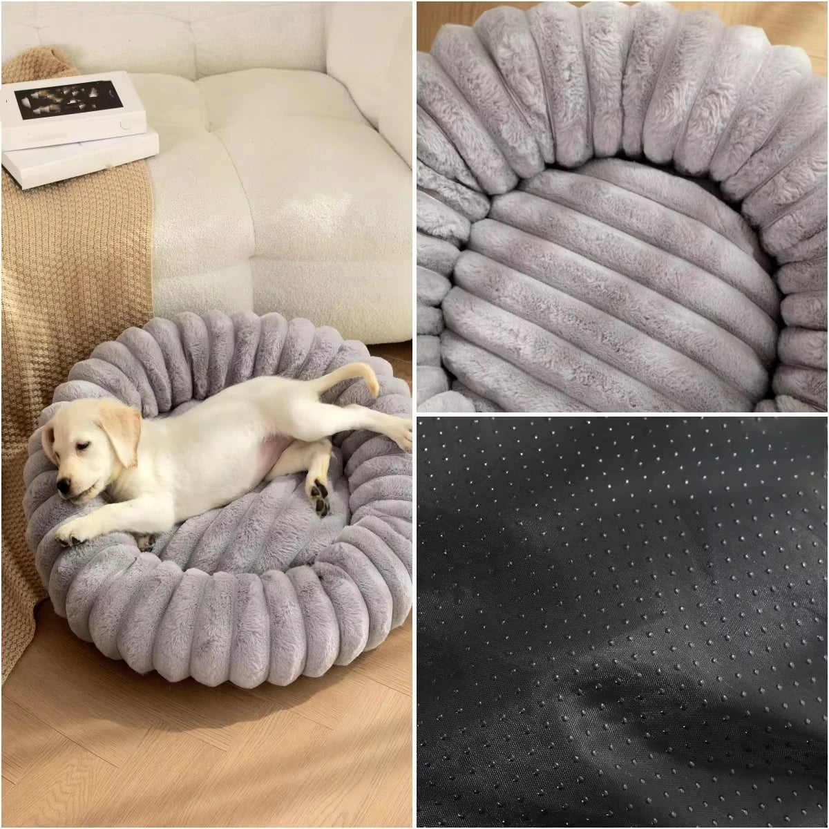 40-70cm Round Pet Bed for Dog Bed Super Soft Cat Bed Long Plush Dog House for Medium Dog House Winter Warm Sleeping Stijlvol Effen Patroon - product feature