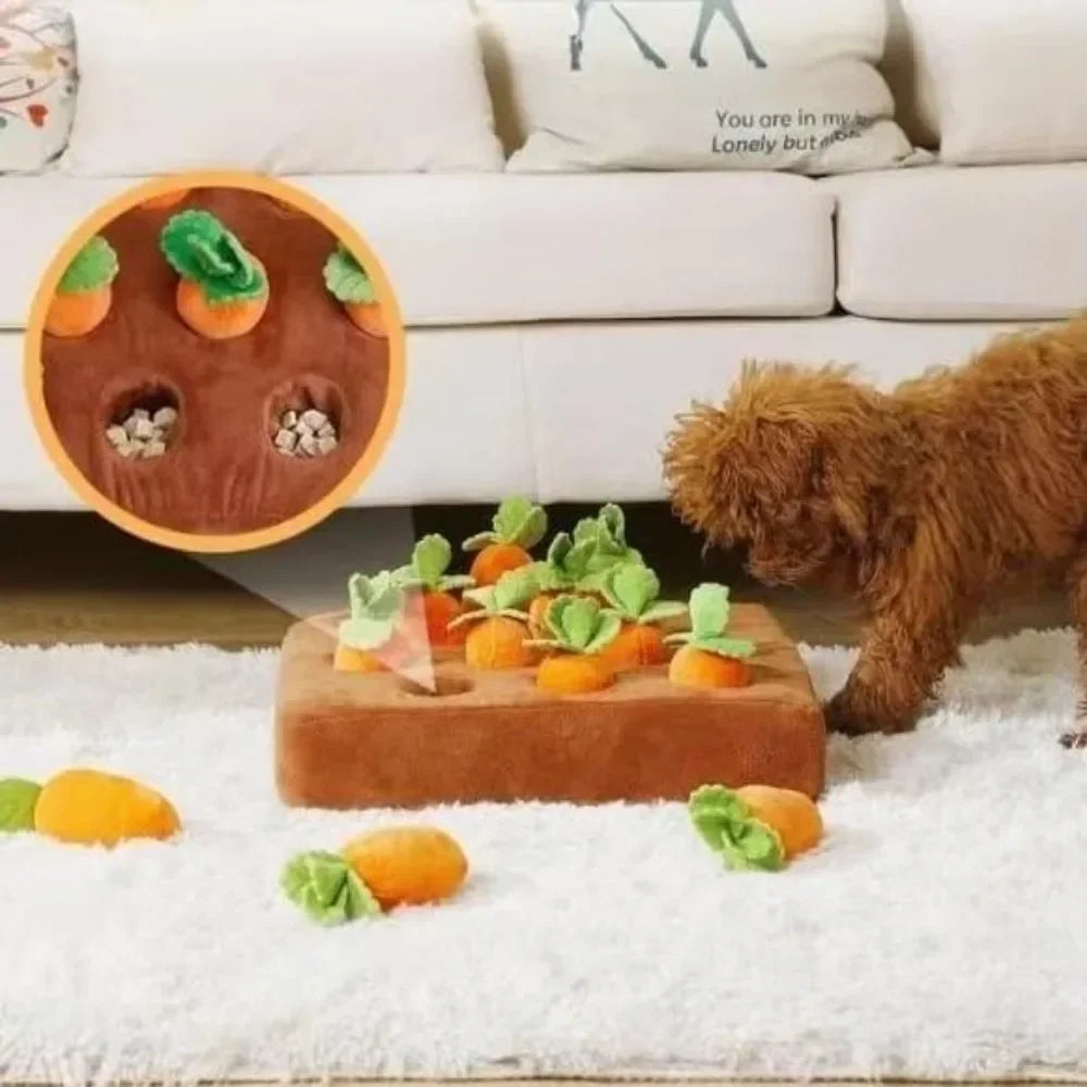 Carrot Snuffle Mat for Dogs Cats Puzzle Toy with 12 Carrots for Small Medium Large Interactive Pet Stress Relief Dogs Chew Toys Zacht en Duurzaam Materiaal - product feature
