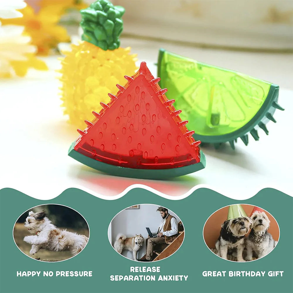 Pet Freezable Cooling Chew Toy Dog Cat toy Summer Pineapple Lemon Watermelon Design Durable Bite-Resistant Dog Ice Frozen Toys Durabel design - product feature