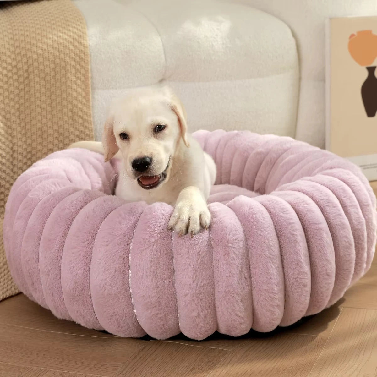 40-70cm Round Pet Bed for Dog Bed Super Soft Cat Bed Long Plush Dog House for Medium Dog House Winter Warm Sleeping - high-quality product