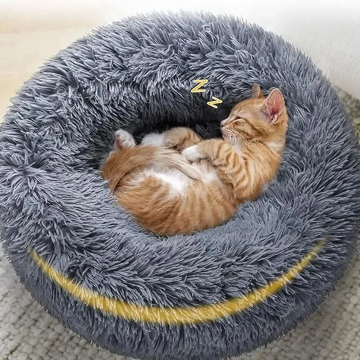 40-90cm Round Pet Bed for Large Dog Bed Super Soft Cat Bed Long Plush Dog House for Medium Dog House Winter Warm Sleeping Anti-slip & Waterdichte Onderkant - product feature
